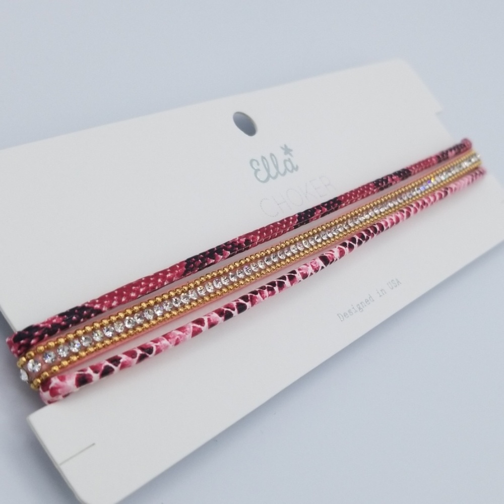 Pink Gold Rhinestone Choker - Picture 2 of 3